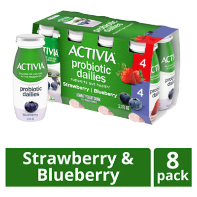 Yogurt Activia Dailies Probiotic, 8 Pack, Strawberry & Blueberry, 3.1 OZ -  Superunico - El Supermercado 100% Online de Panamá