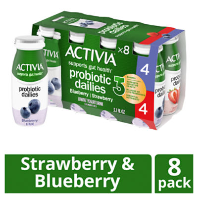 Yogurt Activia Dailies Probiotic, 8 Pack, Strawberry & Blueberry, 3.1 OZ -  Superunico - El Supermercado 100% Online de Panamá