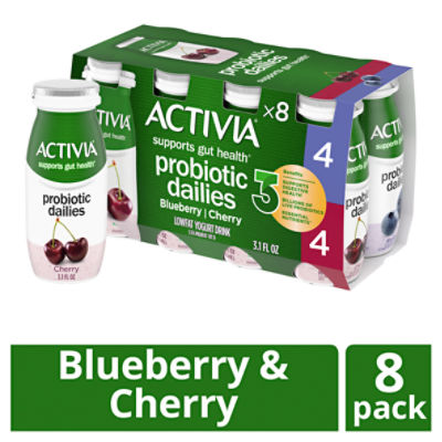 Activia Probiotic Dailies Blueberry & Cherry Yogurt Drink, Variety Pack, 3.1  Oz., 8 Count - ShopRite