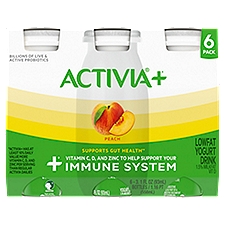 Activia+ Peach Lowfat Yogurt Drink, 3.1 fl oz, 6 count