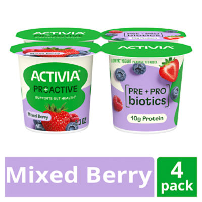 Activia Proactive Mixed Berry Low Fat Yogurt, 5.3 oz, 4 count