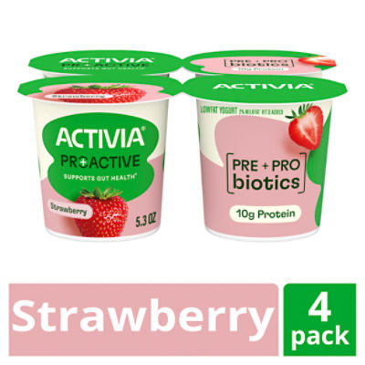 Activia Proactive Strawberry Low Fat Yogurt, 5.3 oz, 4 count