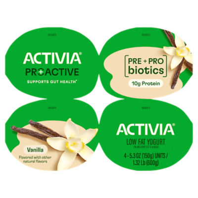 Activia Proactive Vanilla Low Fat Yogurt, 5.3 oz, 4 count
