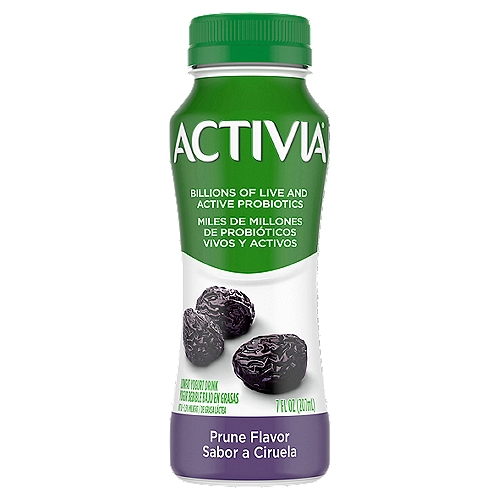 Activia Prune Flavor Lowfat Yogurt Drink, 7 fl oz
Activia Probiotic Dairy Prune Drink makes it easy to get your daily probiotic. This refreshing probiotic smoothie is filled with billions of live and active probiotics. Every sip is smooth, creamy, and full of delicious prune flavor. And it's conveniently packaged in single-serve bottles, so you can grab one while leaving home and enjoy it on the go to help support gut health*.

*Enjoying Activia twice a day for two weeks as part of a balanced diet and healthy lifestyle may help reduce the frequency of minor digestive discomfort. Minor digestive discomfort includes bloating, gas, abdominal discomfort, and rumbling.
For the last 20 years, Activia has been helping support gut health research*. Every serving of Activia comes with four live and active cultures, plus Bifidus, our exclusive probiotic strain. With our wide and delicious selection of probiotic yogurts and smoothies, we make it easy to help support your gut as part of a healthy lifestyle.