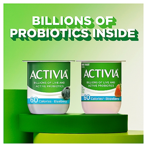 Activia 50 Calories Strawberry & Blueberry Probiotic Yogurt, Nonfat Yogurt Cups, Variety Pack, 4 oz, 12 Ct