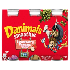 Danimals Strawberry Banana Flavor Smoothie, 3.1 fl oz, 6 count, 6 Each