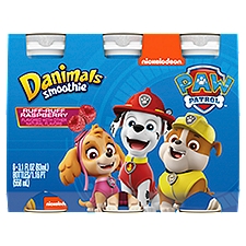 Danimals Paw Patrol Ruff-Ruff Raspberry Flavor Smoothie, 3.1 fl oz, 6 count, 18.6 Fluid ounce