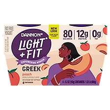 Dannon Light + Fit Greek Peach Nonfat Yogurt, 5.3 oz, 4 count