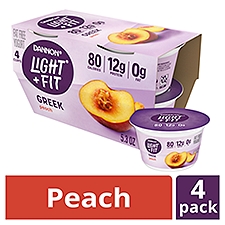 Light + Fit Nonfat Gluten-Free Peach Greek Yogurt, 5.3 Oz. Cups, 4 Count