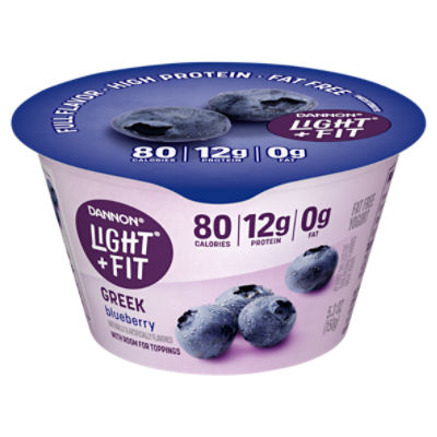Dannon Light + Fit Greek Blueberry Fat Free Yogurt, 5.3 oz