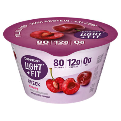 Dannon Light + Fit Cherry Greek Nonfat Yogurt, 5.3 OZ Yogurt Cup