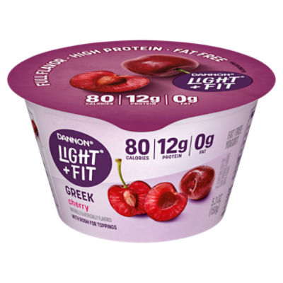 Dannon Light + Fit Greek Cherry Fat Free Yogurt, 5.3 oz Fairway