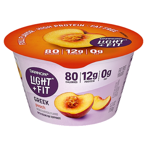 Dannon Light + Fit Peach Greek Nonfat Yogurt, 5.3 ounce Yogurt Cup