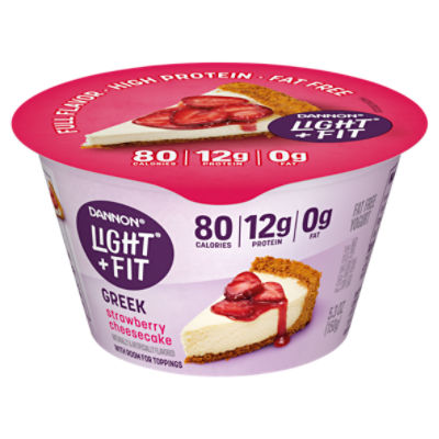 Dannon Light + Fit Strawberry Cheesecake Greek Fat Free Yogurt, 5.3 ounce Yogurt Cup
