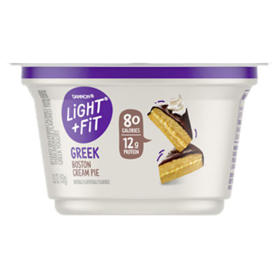 Dannon Light + Fit Boston Cream Pie Greek Nonfat Yogurt, 5.3 ounce Yogurt Cup