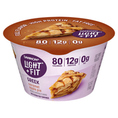 Light + Fit Dannon Light + Fit Caramel Apple Pie Greek Fat Free Yogurt, 5.3 ounce Yogurt Cup, 5.3 Ounce 