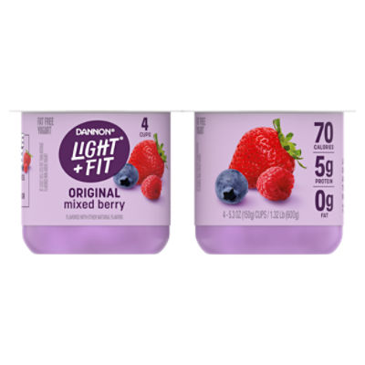Dannon Light + Fit Original Merry Mixed Berry Flavor Nonfat Yogurt, 5.3 oz, 4 count