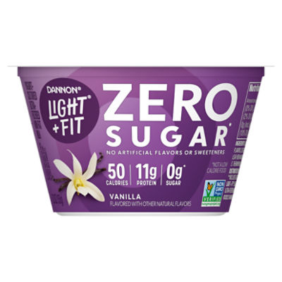 Dannon Light + Fit Zero Sugar*, Vanilla Fat Free Yogurt-Cultured Dairy Product, 5.3 ounce