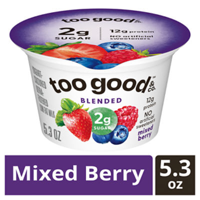 Too Good & Co. Mixed Berry Blended Yogurt-Cultured Ultra-Filtered Low Fat Milk, 5.3 oz, 5.3 Ounce