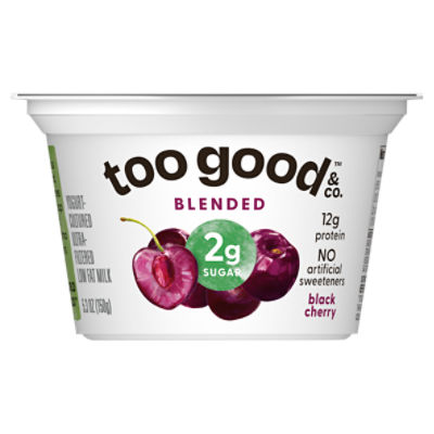 Too Good & Co. Cherry Flavored Lower Sugar, Low Fat Greek Yogurt Cultured Product 5.3 ounce Cup
