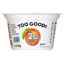 Too Good & Co. Peach Flavored Lower Sugar, Low Fat Greek Yogurt Cultured Product 5.3 ounce Cup