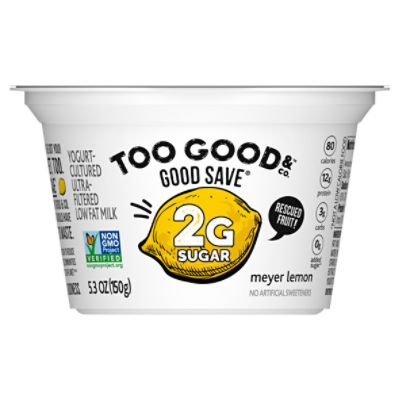 Too Good & Co. Good Save Meyer Lemon Yogurt-Cultured Ultra-Filtered Low Fat Milk, 5.3 oz