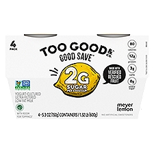Too Good & Co. Good Save Meyer Lemon Lower Sugar, Low Fat Greek Yogurt Cultured Product, 4 Count, 5.3 ounce Cups