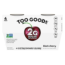 Too Good & Co. Cherry Flavored Lower Sugar, Low Fat Greek Yogurt Cultured Product, 4 Count, 5.3 ounce Cups