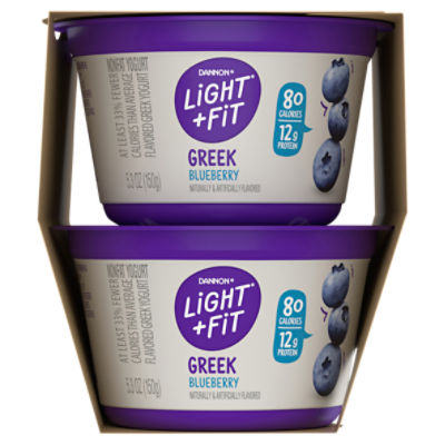 Dannon Light + Fit Greek Strawberry & Blueberry Nonfat Yogurt, 5.3 oz, 4  count