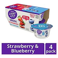 Dannon Light + Fit Greek Strawberry & Blueberry Nonfat Yogurt, 5.3 oz, 4 count