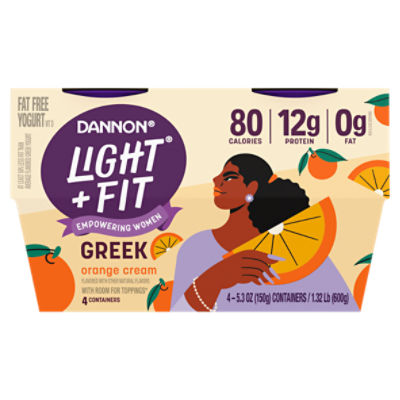 Dannon Light + Fit Orange Cream Greek Nonfat Yogurt Pack, 4 Ct, 5.3 ounce Cups