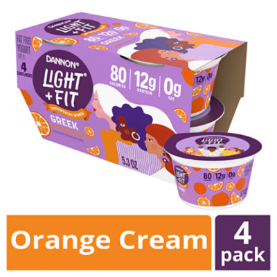 Dannon Light + Fit Greek Orange Cream Fat Free Yogurt, 5.3 oz, 4 count