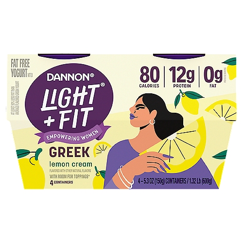 Dannon Light + Fit Greek Lemon Cream Nonfat Yogurt, 5.3 oz, 4 count