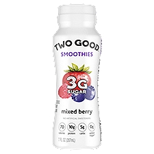 Too Good & Co. Mixed Berry Smoothie, Yogurt-Cultured Dairy Drink, Lower Sugar, 7 FL OZ Bottle