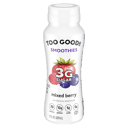 Too Good & Co. Mixed Berry Smoothie, Yogurt-Cultured Dairy Drink, Lower Sugar, 7 FL ounce Bottle