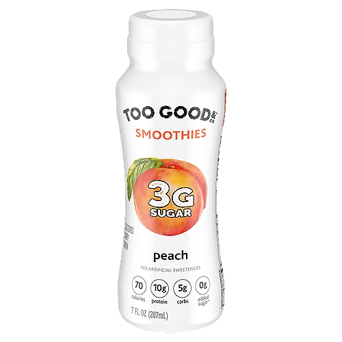 Too Good & Co. Peach Smoothie, Yogurt-Cultured Dairy Drink, Lower Sugar, 7 FL ounce Bottle