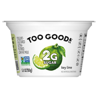 Too Good & Co. Key Lime Flavored Lower Sugar, Yogurt-Cultured Ultra-Filtered Low Fat Milk Product, 5.3 ounce Cup