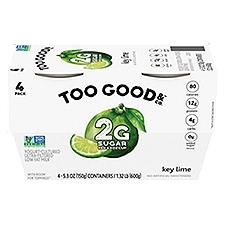 Too Good & Co. Key Lime Flavored Lower Sugar, Yogurt-Cultured Ultra-Filtered Low Fat Milk Product, 5.3 ounce Cup, 4 Count