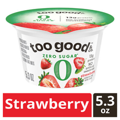 Too Good & Co. Zero Sugar Strawberry Yogurt-Cultured Ultra-Filtered Low Fat Milk, 5.3 oz