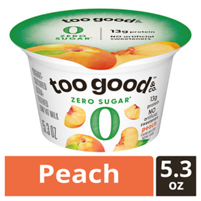 Too Good & Co. Zero Sugar Peach Yogurt-Cultured Ultra-Filtered Low Fat Milk, 5.3 oz