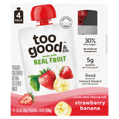 Too Good & Co. Strawberry Banana Yogurt-Cultured Ultra-Filtered Milk, 3.5 oz, 4 count