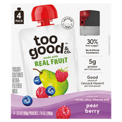 Too Good & Co. Pear Berry Yogurt-Cultured Ultra-Filtered Milk, 3.5 oz, 4 count