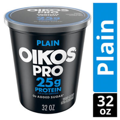 Oikos Pro 25g Protein, Plain Yogurt Cultured Dairy Product, 32 ounce Tub, 32 Ounce