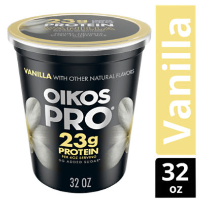 Oikos Pro 23g Protein, Vanilla Yogurt Cultured Dairy Product, 32 ounce Tub