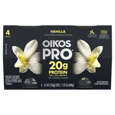 Oikos Pro Vanilla YogurtCultured UltraFiltered Milk Cups, 5.3 Oz., 4 Ct. ShopRite