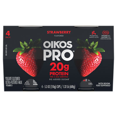 Oikos Pro Strawberry YogurtCultured UltraFiltered Milk Cups, 5.3 Oz., 4 Ct.