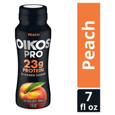 Oikos Pro Peach Cultured Dairy Drink, 23g Protein, 7 Fl Oz Bottle