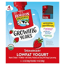 Horizon Organic Growing Years Strawberry Lowfat Yogurt, 3.5 oz, 4 count