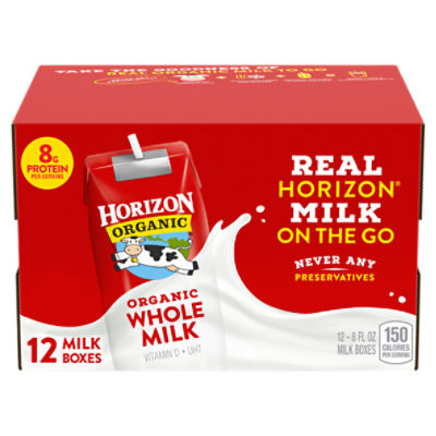Horizon Organic Whole ShelfStable Milk Boxes, 8 Oz., 12 Count ShopRite