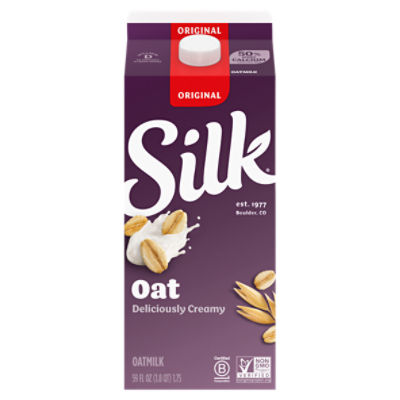 Silk Oat Milk, Original, Dairy Free, Gluten Free, 64 FL ounce Half Gallon